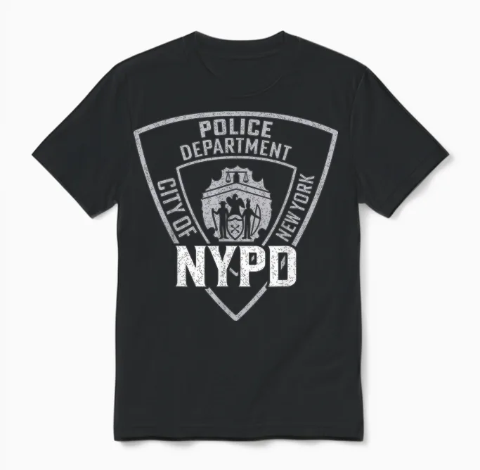 Nypd New York Police Department Us Blue Lined T-Shirt, Black, S Unisex T-Shirt in Black