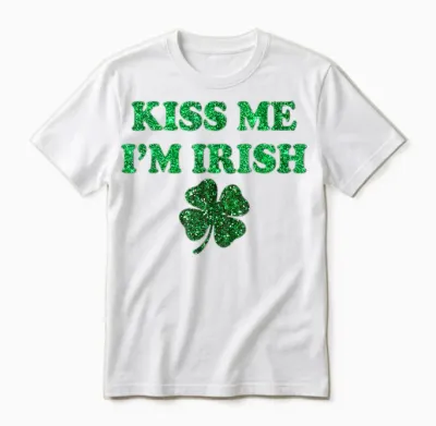 Kiss Me I'm Irish Funny Men Women Kids St Patricks Day Unisex T-Shirt - White