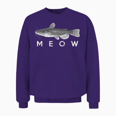 Catfish Shirt Meow Funny Catfishing Fishing Fisherman Unisex Sweatshirt - Purple