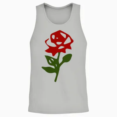 Minimalistische Kleine Rote Rose Mit Grünen Blättern Unisex Tank Top - Ash
