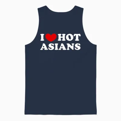 I Love Hot Asians, Ich Liebe Heiße Asiaten Unisex Tank Top - Navy