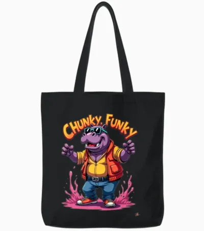 Chunky Funky Hippo Tote Bags - Black