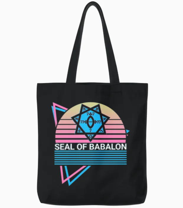 Seal of Babalon Retro Tote Bags in Black