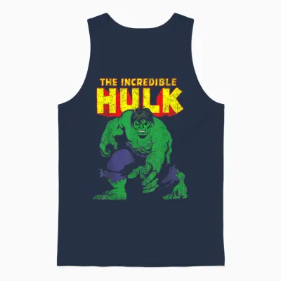 Marvel Classic the Incredible Hulk Distressed Portrait T-Shirt Small Unisex Tank Top - Navy