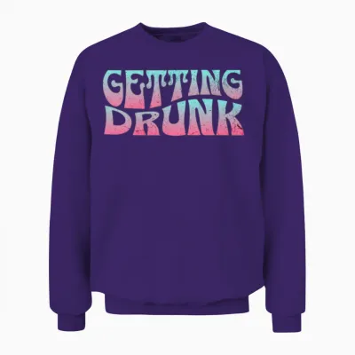 Getting Drunk Groovy Retro Unisex Sweatshirt - Purple