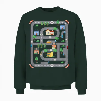 Cool Playmat Race Car Track on Back Dad Race Car Mat T-Shirt, White Unisex Sweatshirt - Forest