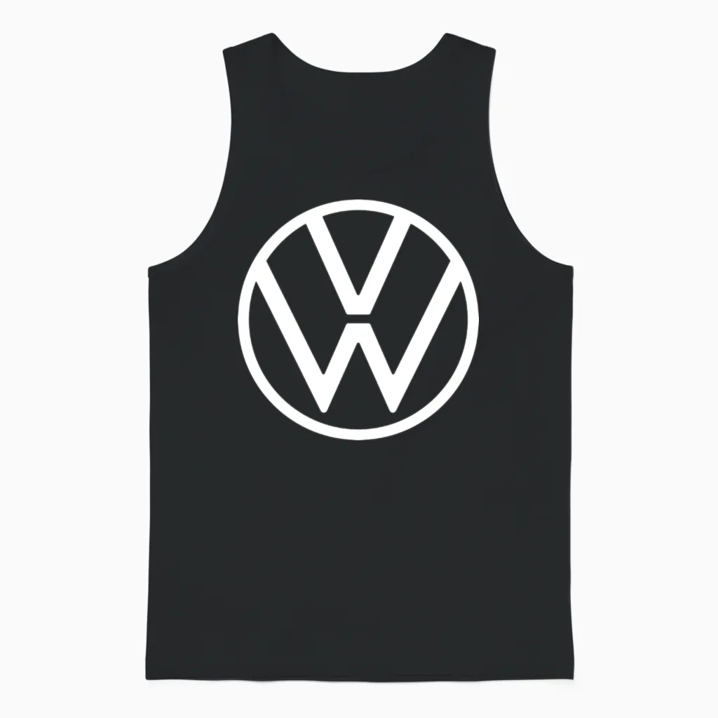Volkswagen Classic Vw Logo in Blue Unisex Tank Top in Black