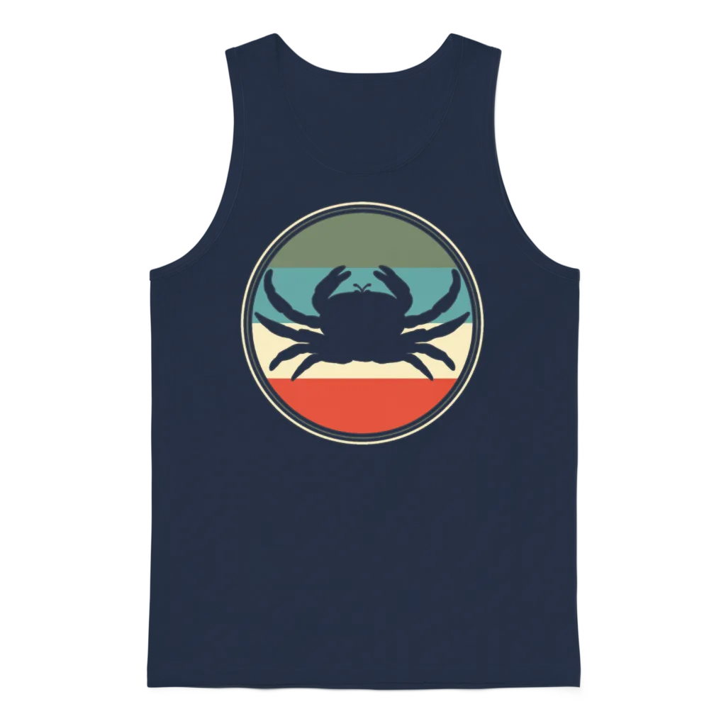Crab Crabbing Retro Unisex Tank Top - Navy