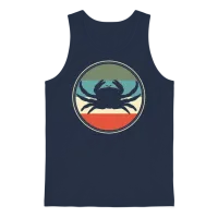 Crab Crabbing Retro Unisex Tank Top - Navy – 1