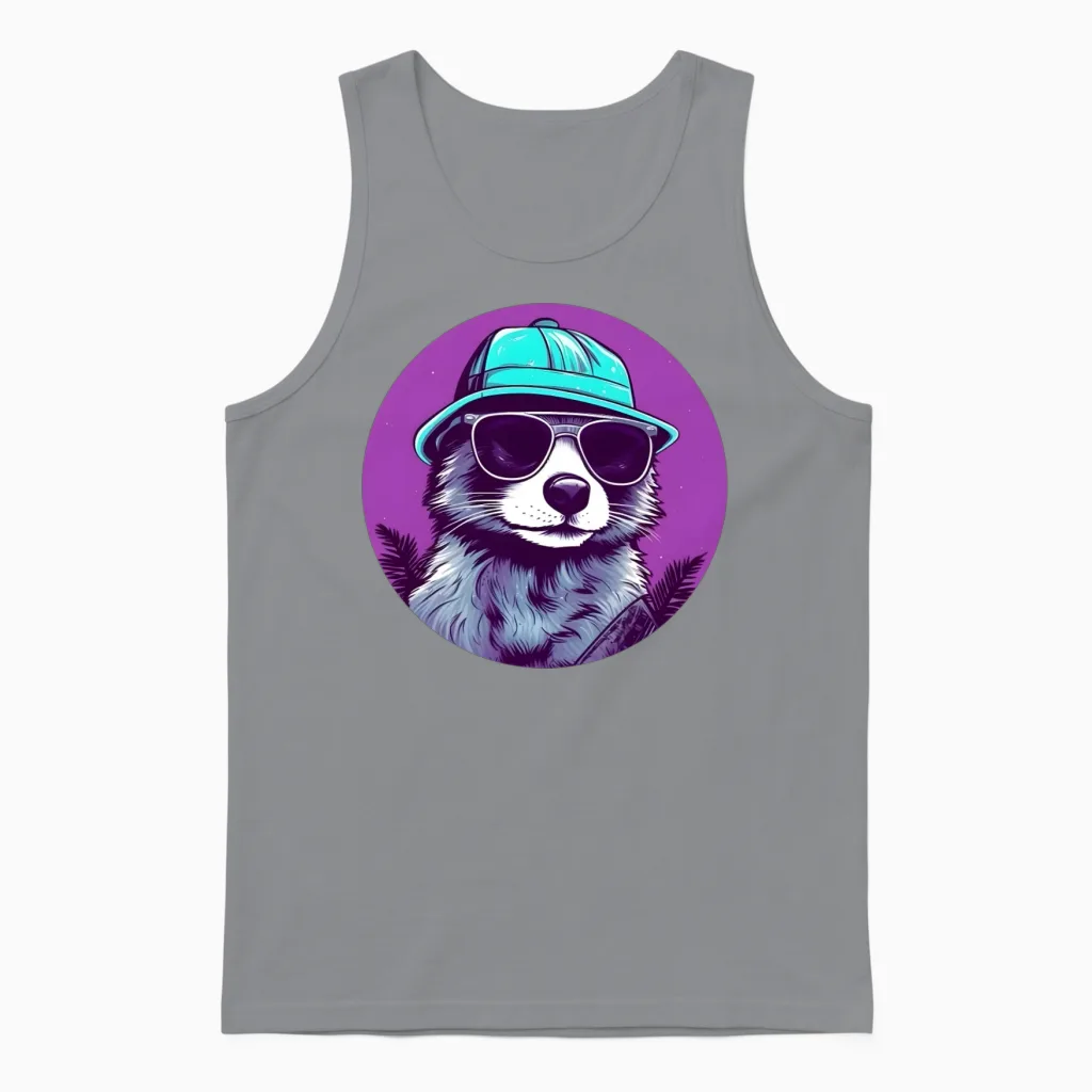 Retro Raccoon Lovers Design Unisex Tank Top - Sport Grey