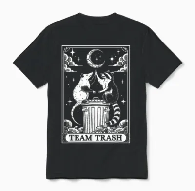 Tarot Card Vintage Team Trash Crescent Moon Opossum Raccoon Unisex T-Shirt - Black