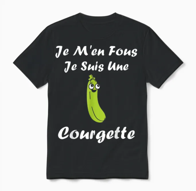 Humour Vegetables Je M'en Fous Je Suis Une Courgette T-Shirt, Black, S Unisex T-Shirt in Black