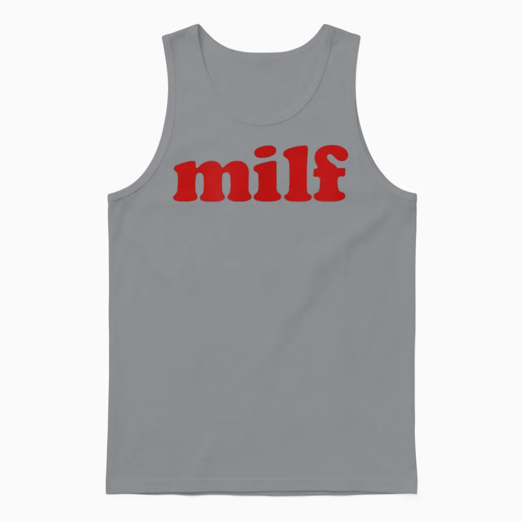 Milf Y2k Aesthetic T-Shirt, White, S Unisex Tank Top in Sport Grey