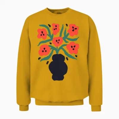 Vibrant Floral Vase Artwork Unisex Sweatshirt - Gold