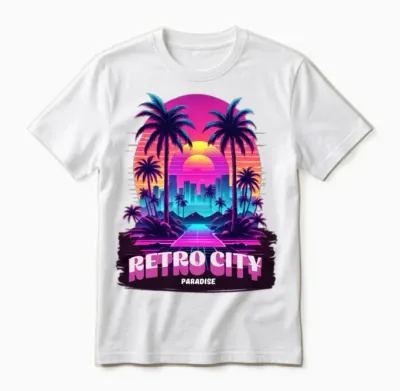 'retro City Paradise' Gd Unisex T-Shirt - White