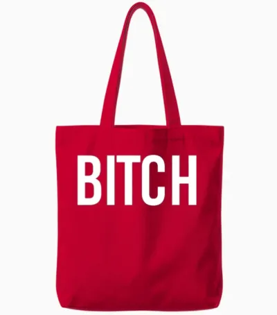 Bitch Print Funny Sarcasm Tote Bags - Red