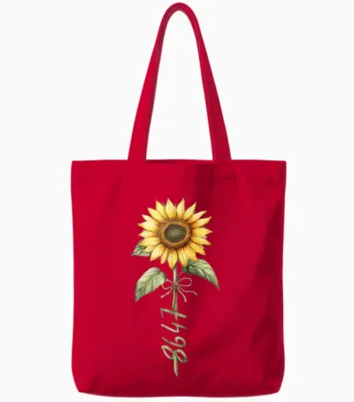 86 47 Floral Sunflower Tote Bags - Red