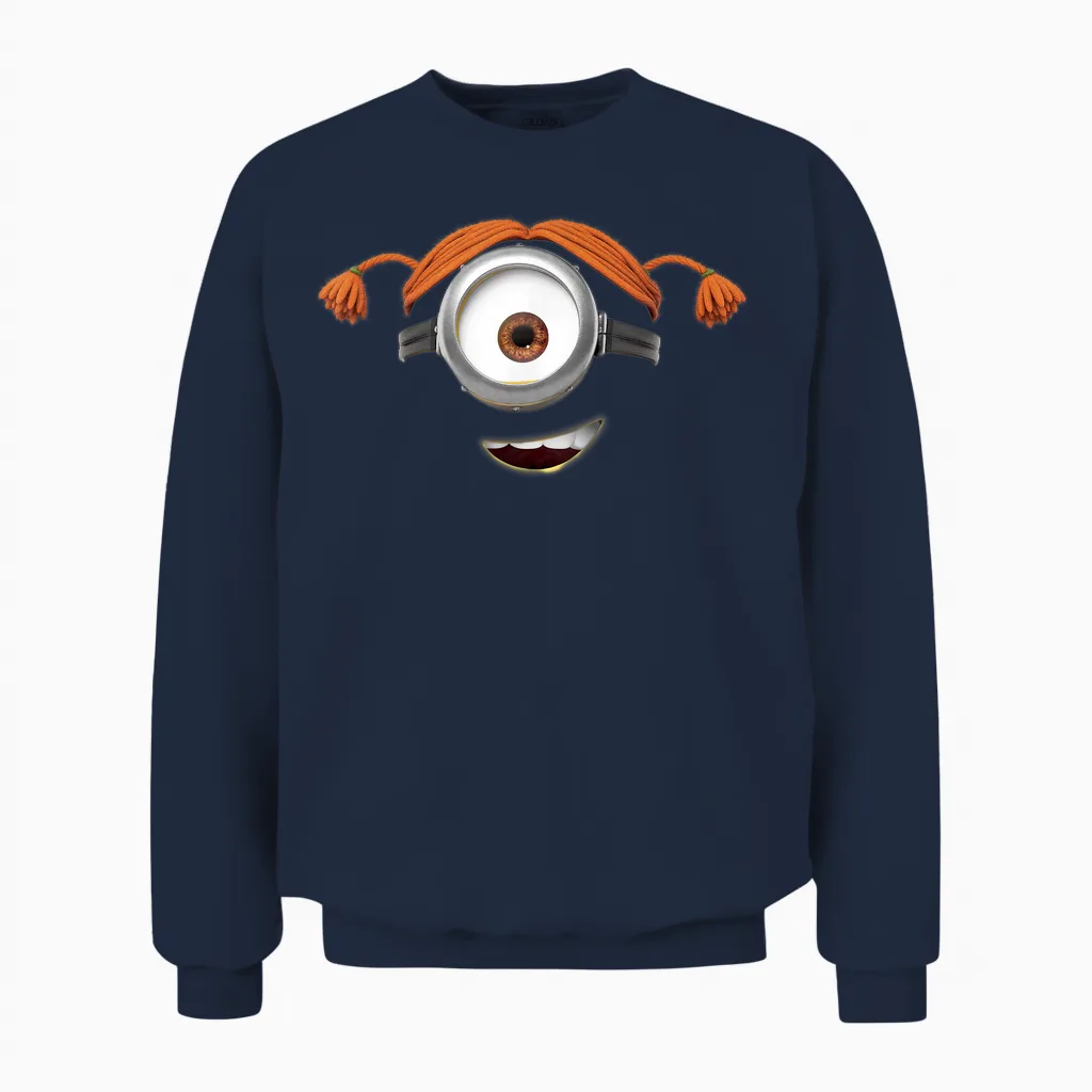 Despicable Me Minions Carl Pigtails Graphic Unisex Sweatshirt in Navy
