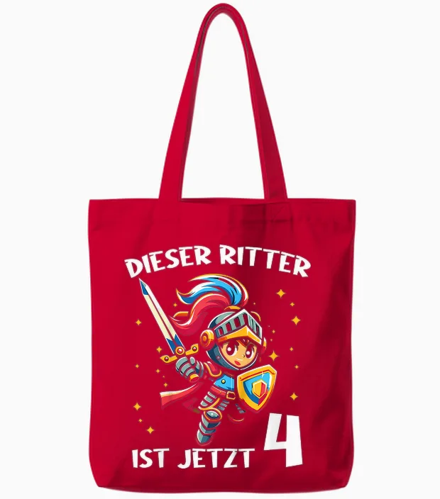 4. Geburtstag Dieser Ritter Ist Jetzt 4 Jahre Junge Tote Bags in Red