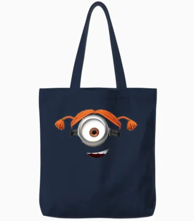 Minions Happy Minion with Two Braids Tote Bags - Navy