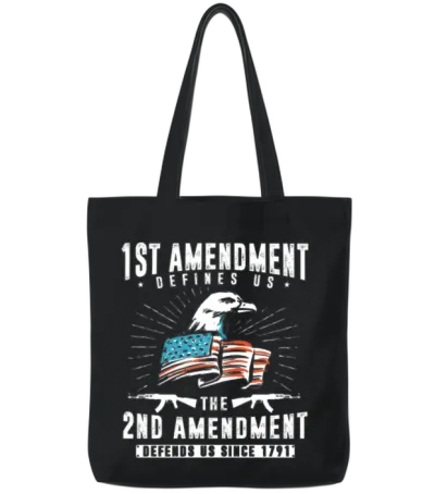1st Amendment Defines Us, 2nd Defends Us Tote Bags - Black