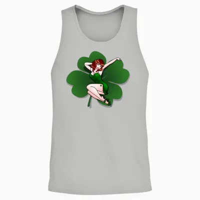 Lucky Pinup Girl St Patrick's Pin Up Shirts Unisex Tank Top - Ash