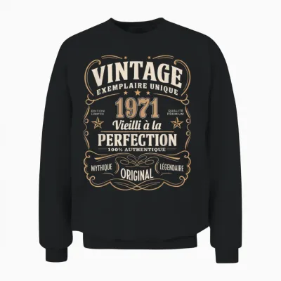 54 Years Man 1971 Birthday T Shirt 54 Years Man 1971 T-Shirt, Black, S Unisex Sweatshirt - Black