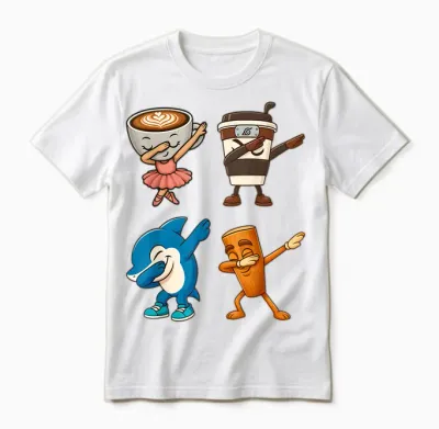 Dabbing Cute Italian Brainrot Meme Character Kids Boys Girls Unisex T-Shirt - White
