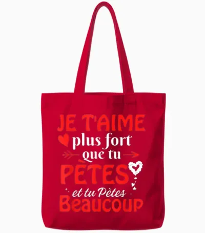 Valentine's Day I Love You More Fort Than You Pètes T-Shirt, Black, S Tote Bags - Red