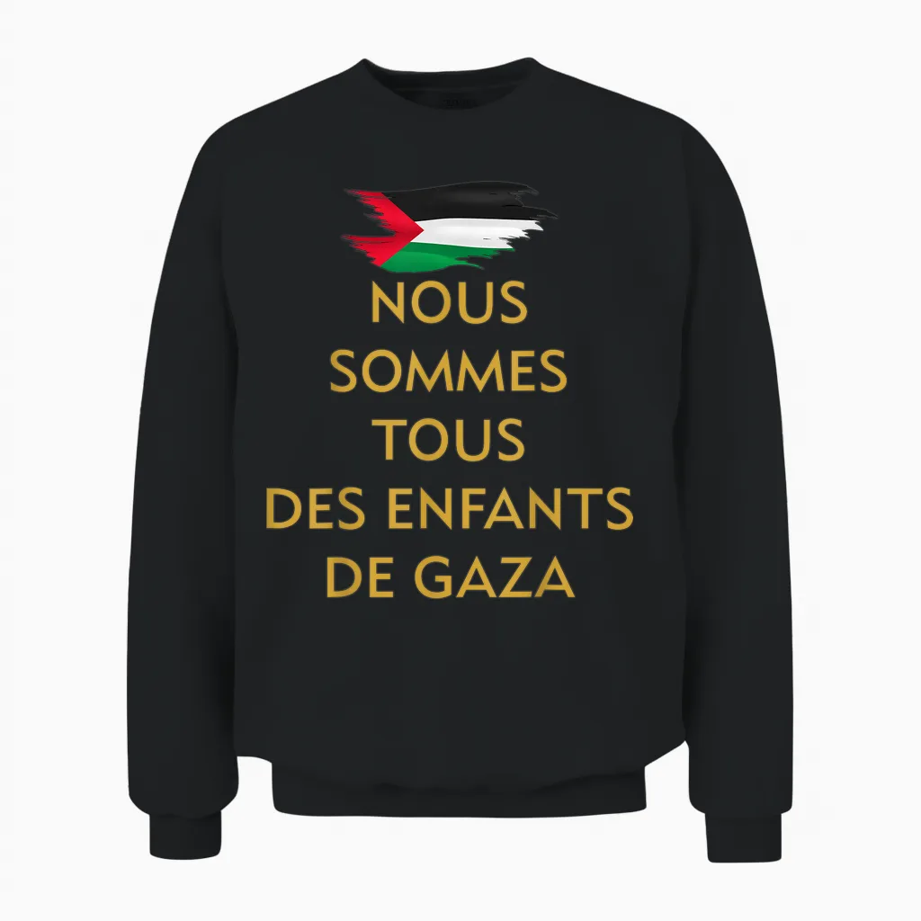 We Are All Children of Gaza Pro Palestine Activist T-Shirt, Black, S Unisex Sweatshirt in Black
