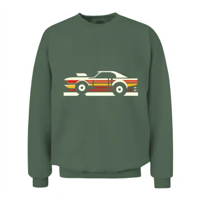 Vintage Speed Stripe Car Unisex Sweatshirt - Military Green