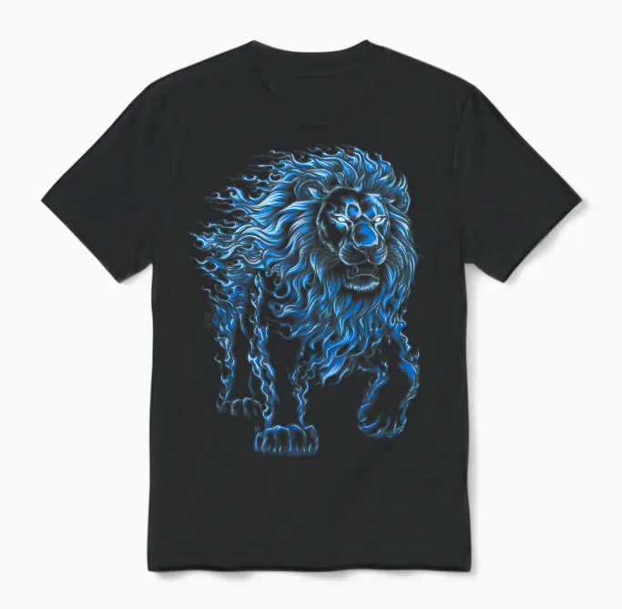 Lions Tshirt Men Women Blue Animal School Sport Fan Lion Unisex T-Shirt in Black