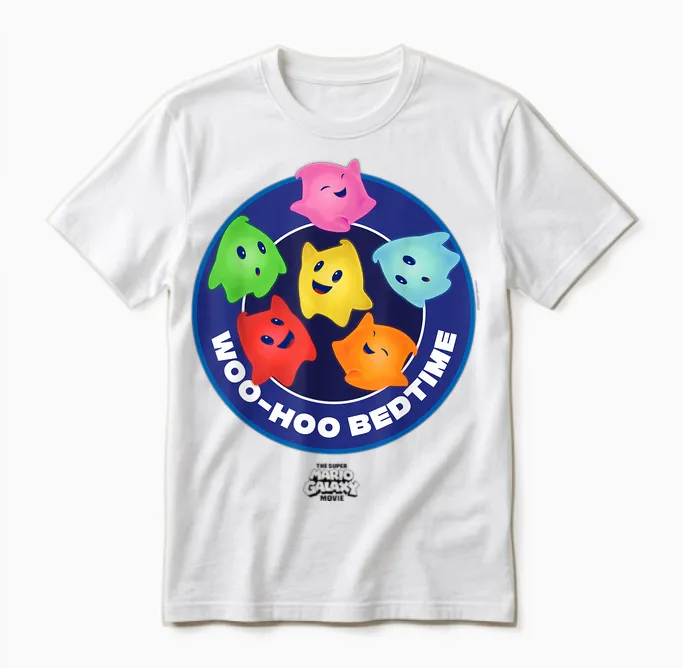 The Super Mario Galaxy Movie Lumas Woo-Hoo Bedtime Unisex T-Shirt in White