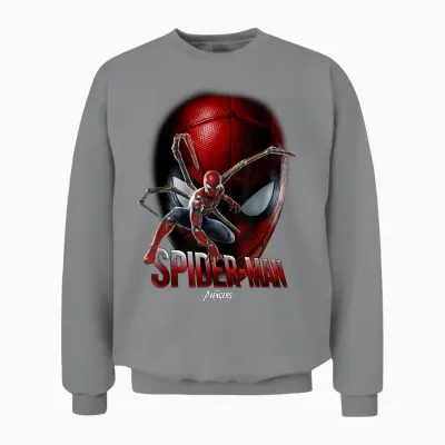 Marvel Infinity War Spider-Man Game Face T-Shirt, Black Unisex Sweatshirt - Sport Grey