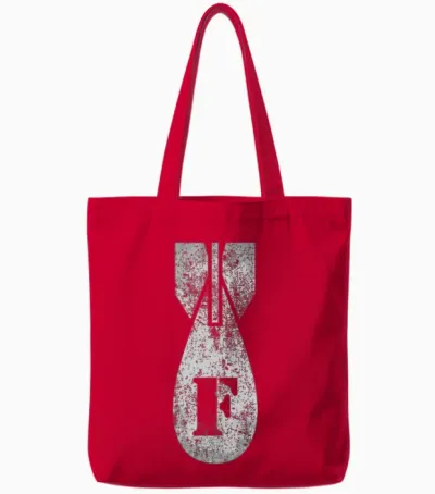Vintage Fbomb Funny Tote Bags - Red