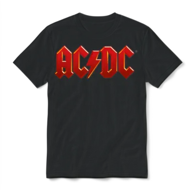 Ac/dc Classic Logo with Lightning Bolt Unisex T-Shirt - Black