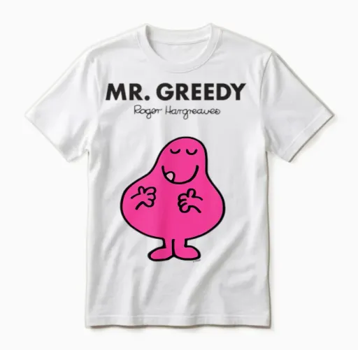 Mr. Men Mr. Greedy Unisex T-Shirt in White