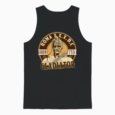 Roman Gladiator with Helmet and Sword Unisex Tank Top - Black