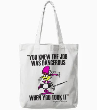 Super Chicken Solo Jay Ward Watch Art 60 Chicken T Tote Bags - White