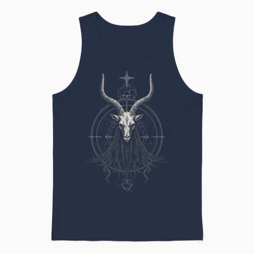 Satanic Goat Baphomet Farm & Country Gift Unisex Tank Top in Navy
