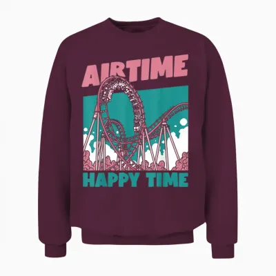 Airtime Happy Time T-Shirt Coaster, White, S Unisex Sweatshirt - Maroon
