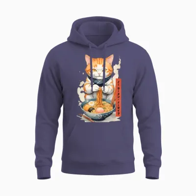 Ramen Cat Unisex Hoodie - Heather Sport Dark Navy