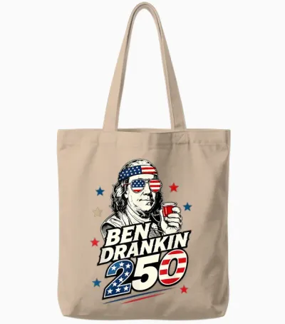 250th 4th of July Ben Drankin Us Flag American Dad Tote Bags - Natural