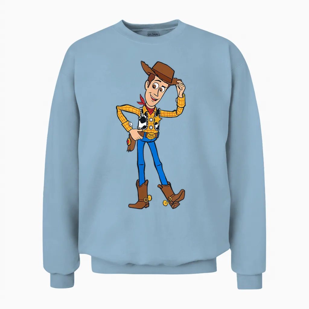 Disney Pixar Toy Story 4 Hello Woody Cowboy Unisex Sweatshirt in Light Blue