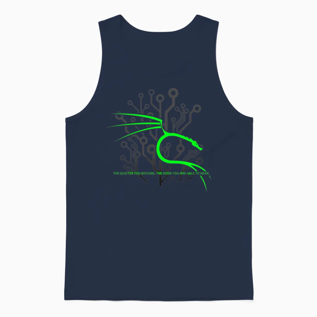 Backtrack Kali Linux with Dragon and Tagline Green Unisex Tank Top in Navy