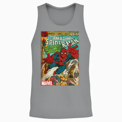 Marvel Spider-Man Vintage Comic Cover T-Shirt, Black Unisex Tank Top - Sport Grey