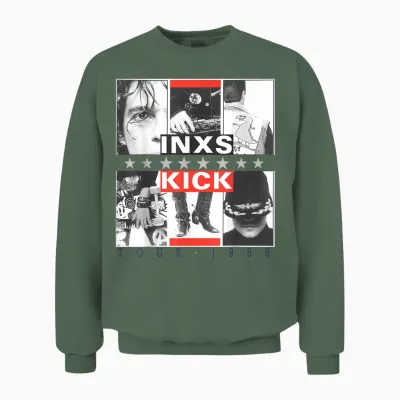 Inxs Kick Inner Cover T-Shirt, White, S Unisex Sweatshirt - Military Green