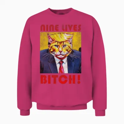 Nine Lives Bitch Funny Cat Unisex Sweatshirt - Heliconia