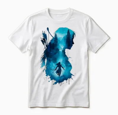 Regenbogen Frau Aquarell Wald - Bogenschießen Natur Kunst Unisex T-Shirt - White