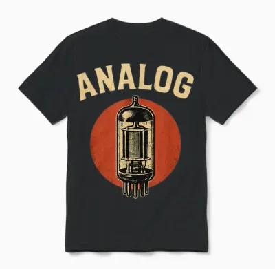 Analog Retro Vacuum Tube Vintage Style Unisex T-Shirt - Black